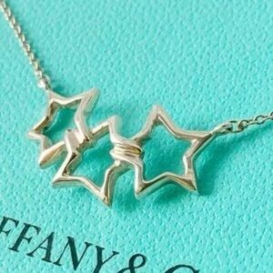 Tiffany & Co. 3 Triple Star Pendant Necklace Silver 925